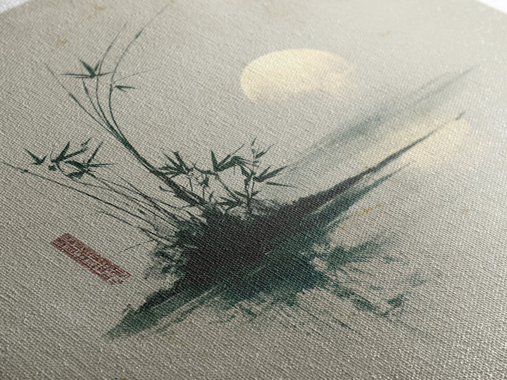 Moon Reflected in Quiet Pond Canvas Print, Zen Art, Textured Painting, Living Room Decor, Oil Painting, Zen, Abstract Art, ZEN-1x1-82