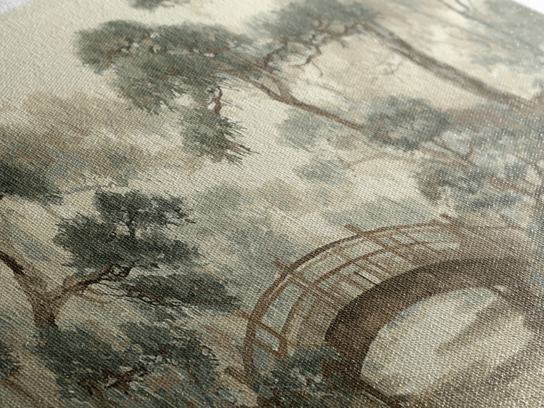 Japanese Garden Bridge Implied Through Shapes Canvas Print, Zen Art, Abstract Art, Living Room Decor, Watercolor Art, Zen, ZEN-2x1-58