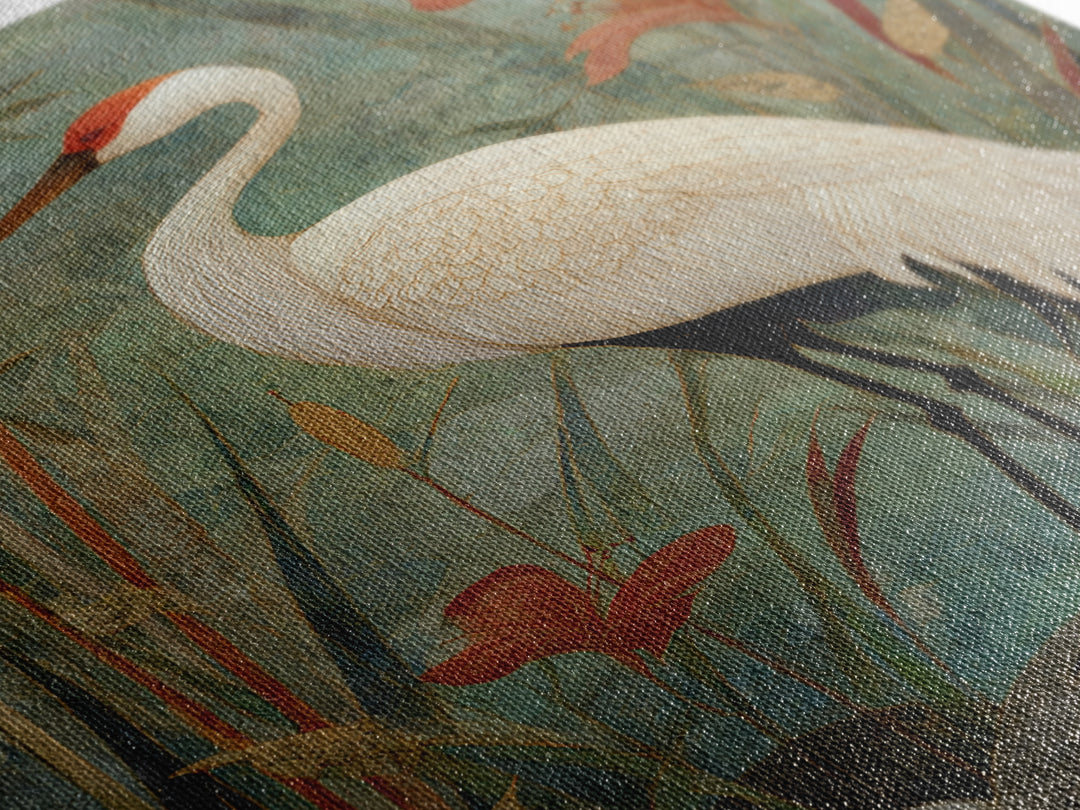 White Crane Standing Canvas Print, Zen Art, Abstract Art, Living Room Decor, Zen, Wabi Sabi Wall Art, Extra Large Wall Art, ZEN-2x3-15