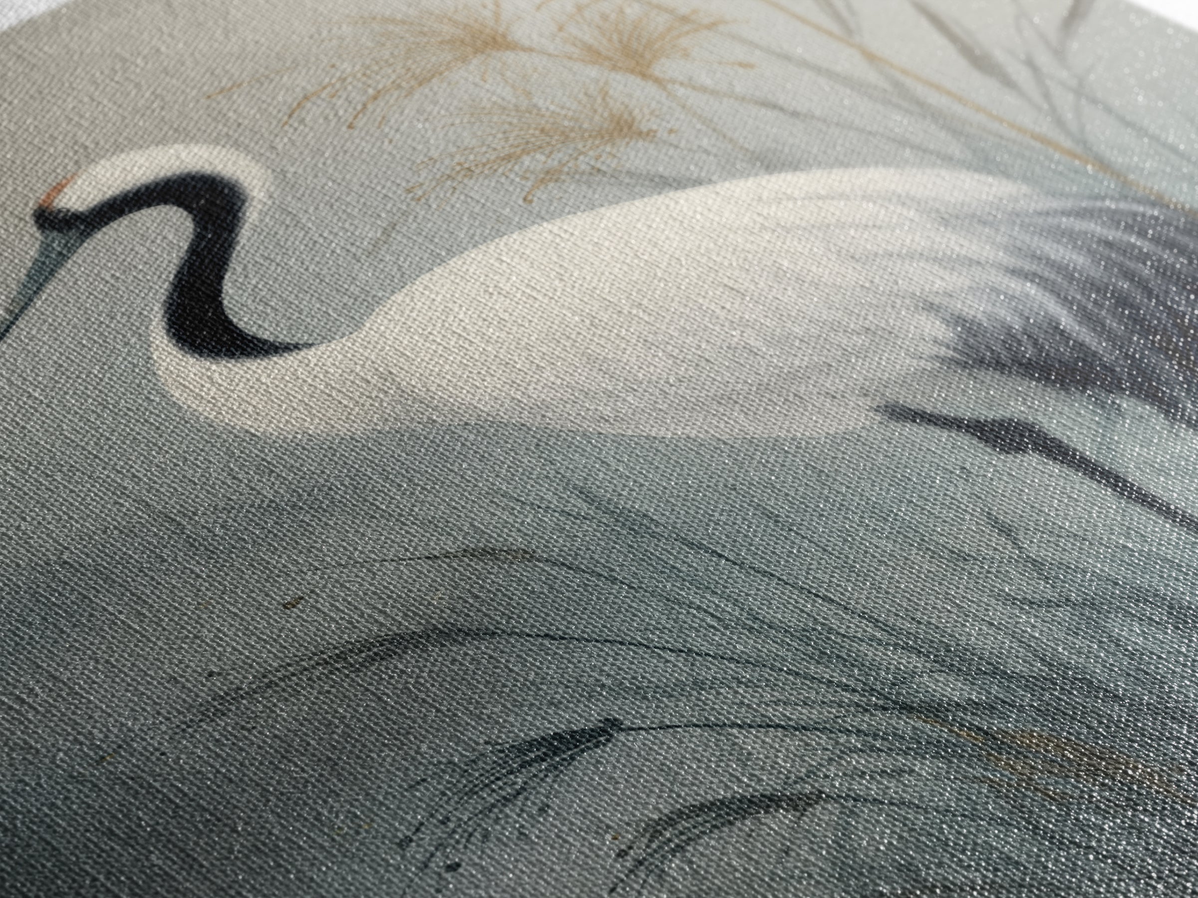 White Crane Standing Canvas Print, Zen Art, Minimalist Wall Art, Living Room Decor, Zen, Fine Art Print, Statement Artwork, ZEN-2x3-39