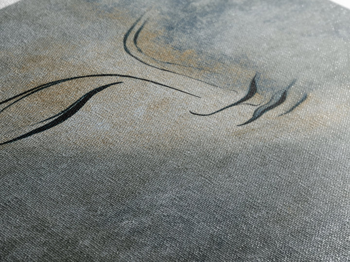 Calm Face with Closed Eyes and Simple Canvas Print, Zen Art, Abstract Art, Living Room Decor, Fine Art, Zen, Wabi Sabi Wall Art, ZEN-2x3-54