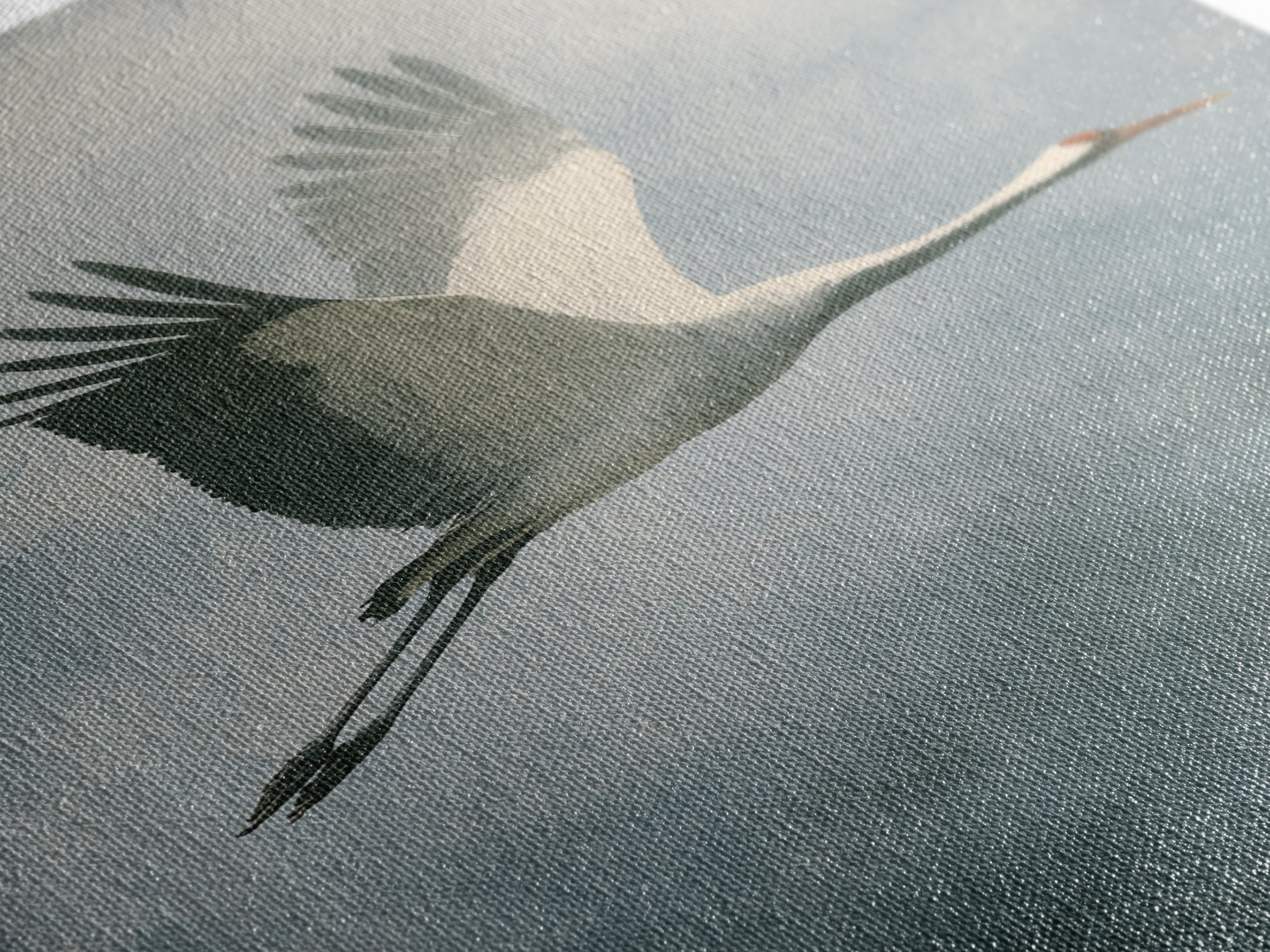 Crane Flying Across Pale Sun Framed Canvas Print, Zen Art, Metal Wall Art, Living Room Decor, Abstract Art, Zen, ZEN-2x3-56