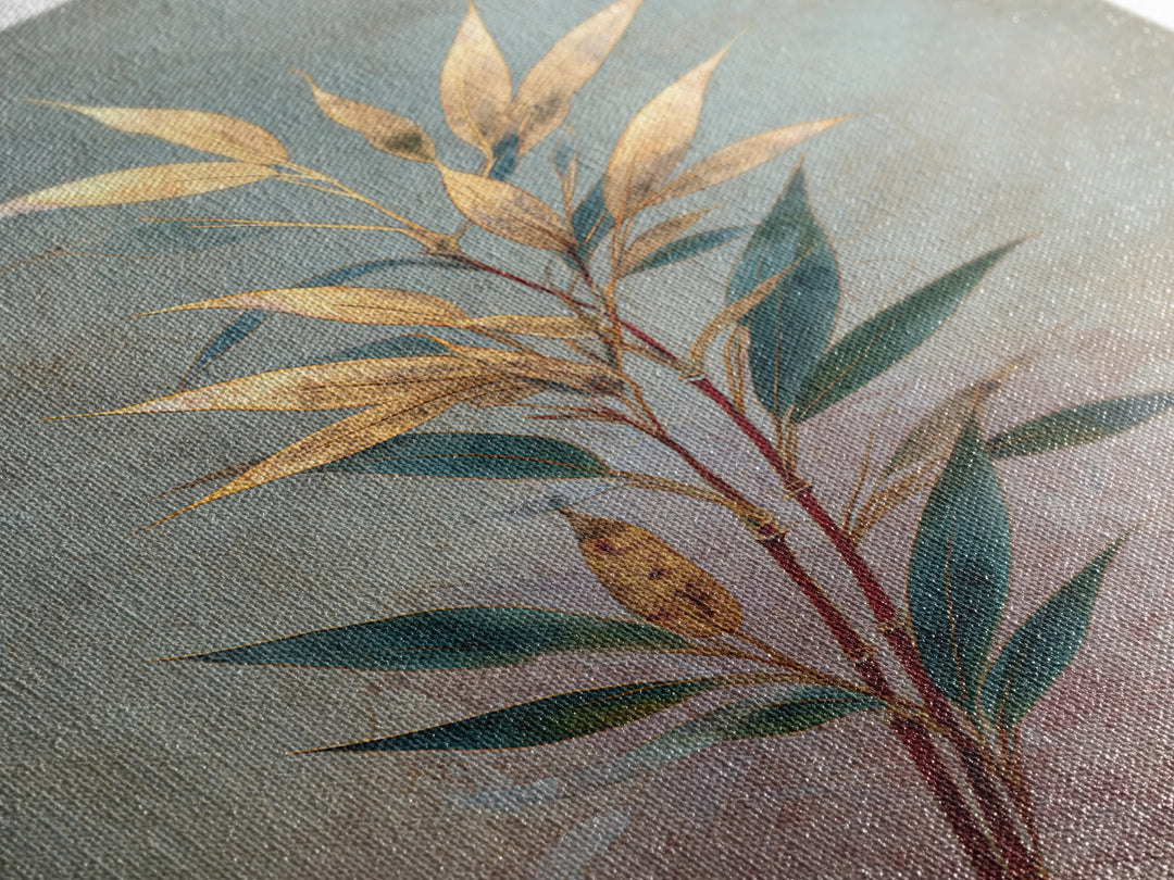 Minimal Bamboo Leaves Framed Canvas Print, Zen Art, Artist, Living Room Decor, Fine Art, Zen, Textured Painting, ZEN-2x3-97