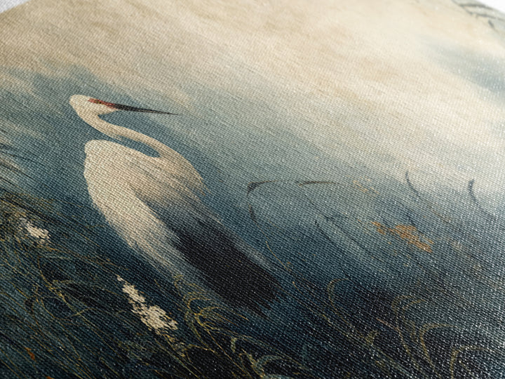 White Crane Standing Canvas Print, Zen Art, Japanese Art, Living Room Decor, Oil Painting, Zen, Contemporary Art, Gallery Decor, ZEN-3x1-95