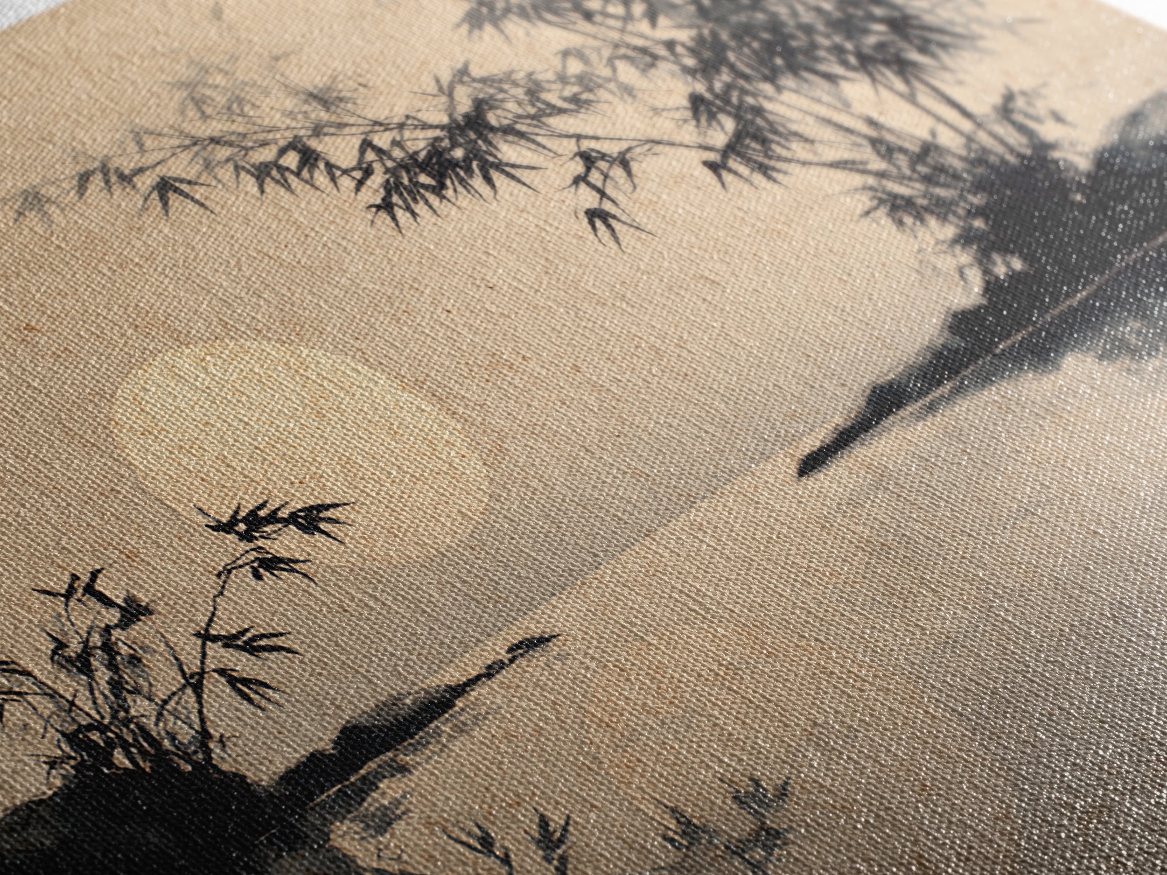Moon Reflected in Quiet Pond Framed Canvas Print, Zen Art, Abstract Painting, Living Room Decor, Fine Art, Zen, Gallery Decor, ZEN-3x2-14
