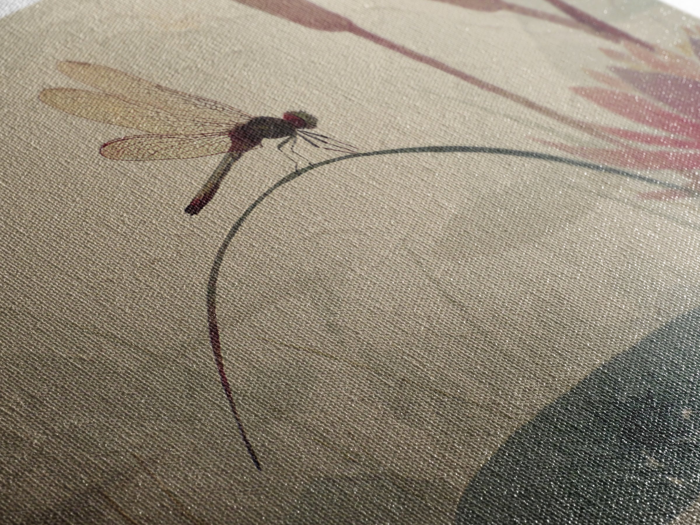 Dragonfly over Lotus Pond Canvas Print, Zen Art, Textured Painting, Living Room Decor, Watercolor Art, Zen, Abstract Art, ZEN-3x2-44