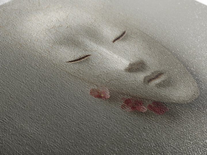 Calm Face with Closed Eyes and Simple Framed Canvas Print, Zen Art, Artist, Living Room Decor, Fine Art, Zen, Textured Painting, ZEN-3x2-74