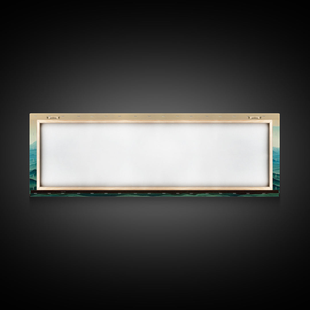 Emerald Green Rolling Hills and Mountains, Landscape Art, Ready To Hang Canvas Print, Framed Wall Art