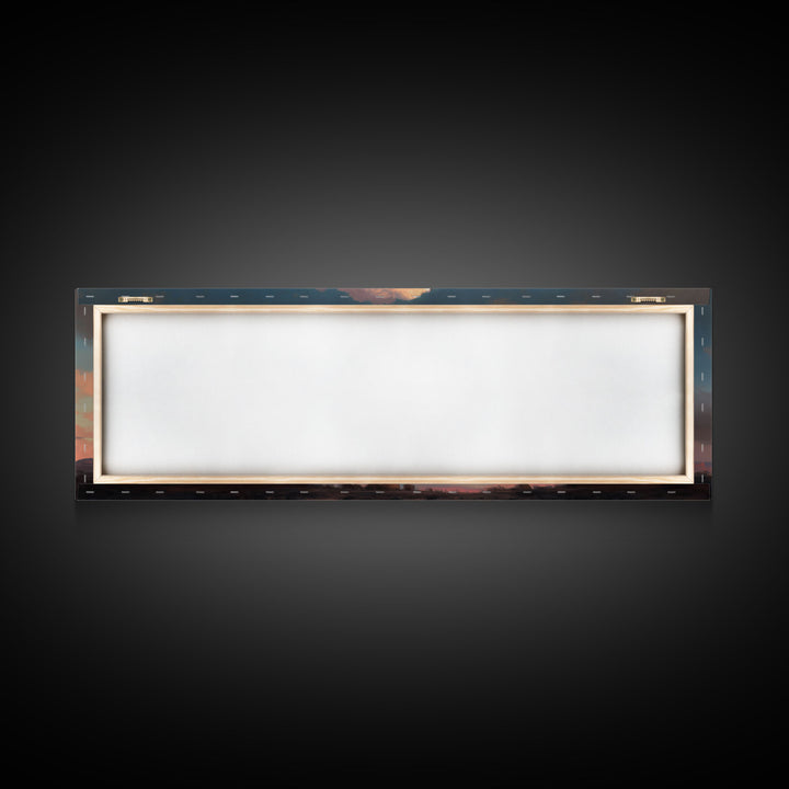 Panoramic Framed Canvas Texas Prairie Sunset Wall Art, Living Room, Bedroom Decor, Sunset Art, Watercolor Painting, Original Artwork
