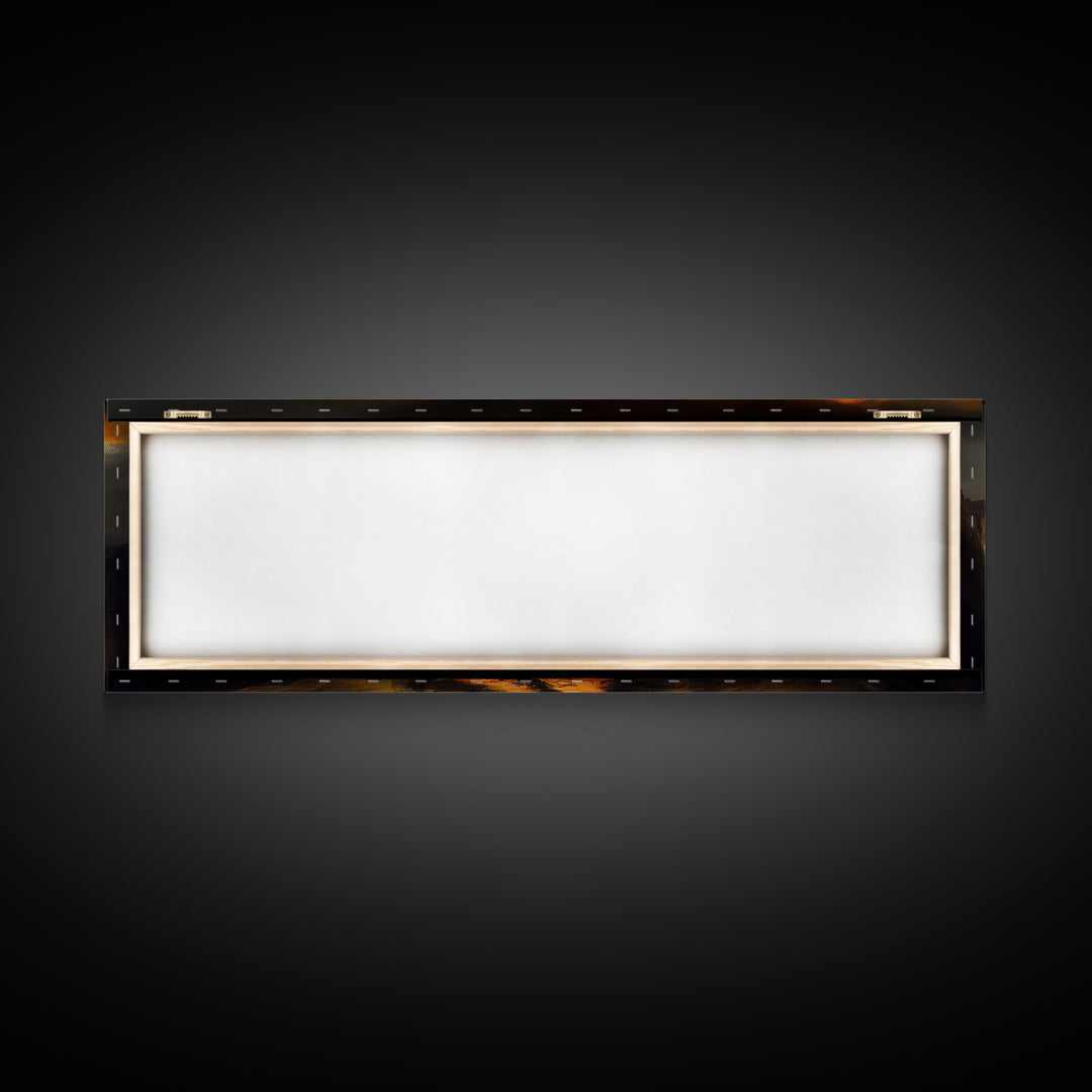 Panoramic Dark Fantasy Wall Art, Framed Canvas, Wood Frame Art, The Dark Castle Oil Painting Fantasy Decor, DND Art