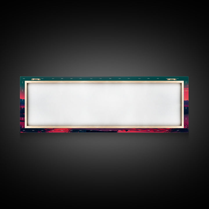 Surrealist Art, Retro TV Abandoned In The Desert, Statement Piece, but what? -  Framed Canvas Print - Synthwave Sunset Desert Art