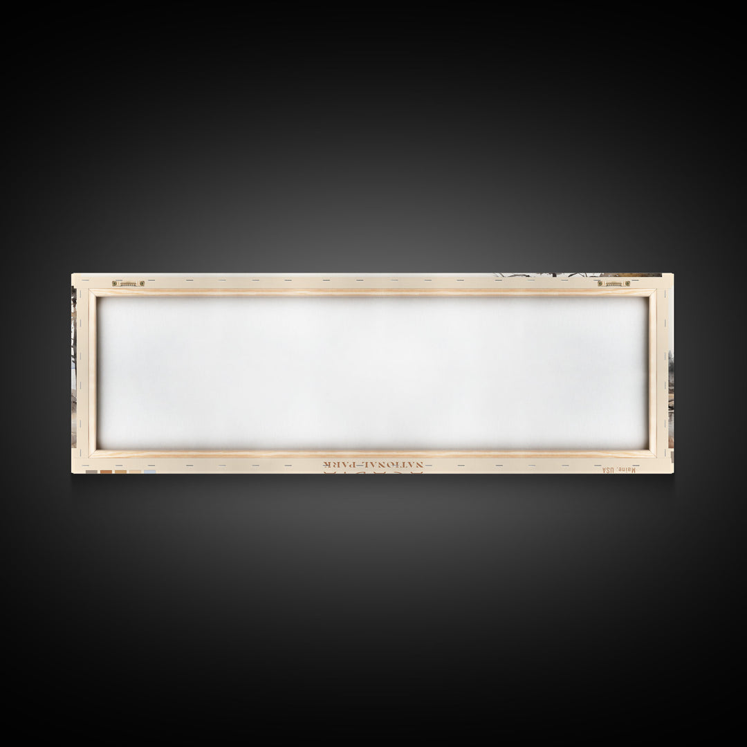 Acadia National Park Panoramic Maine Travel Art, National Park Print, Minimalist Travel Art, Subdued Watercolor Painting Panoramic