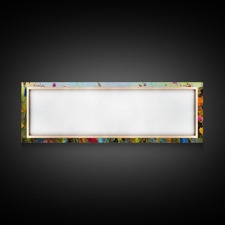 Framed Canvas Print of Original painting, Large wall art, Boho wall décor, Flower painting, Home decor, Modern art, Bedroom decor, Panoramic