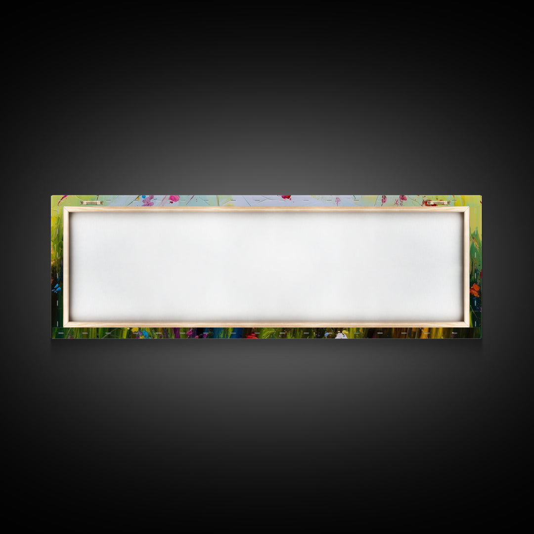Panoramic Wildflowers Canvas Print, Beautiful Ultra-Wide Wall Art, Original Flower Painting, Floral Art, Botantical Wall Art, Oil Painting