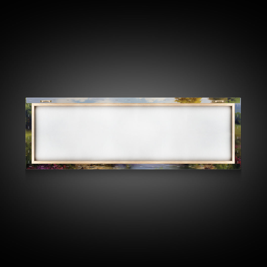 The Meadow, Framed Canvas Print, Framed Wall Art, Large Watercolor Painting, Panoramic Landscape Art Print, Modern Landscape Original Art