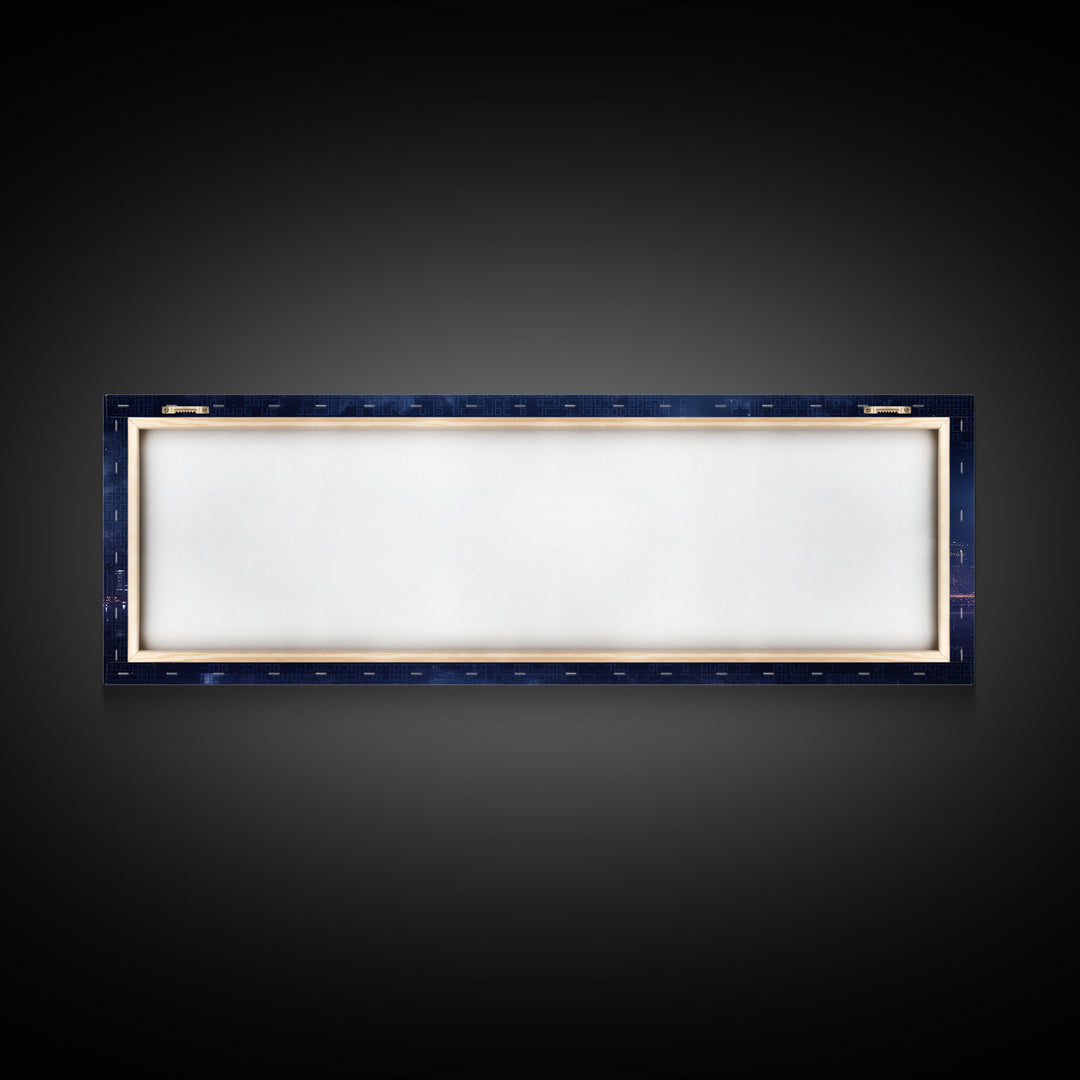 Cyberpunk Hong Kong City Skyline, Framed Canvas Print, Cyberpunk Style Wall Art, Synthwave Decor, Videogame Concept Art