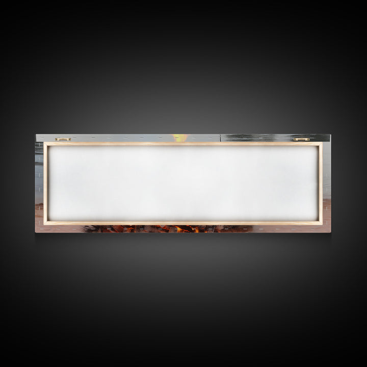 Campfire On The Beach, Framed Canvas Print, Lakehouse Wall Art, Ocean Decor, Ocean Wall Art, Home & Office Decoration