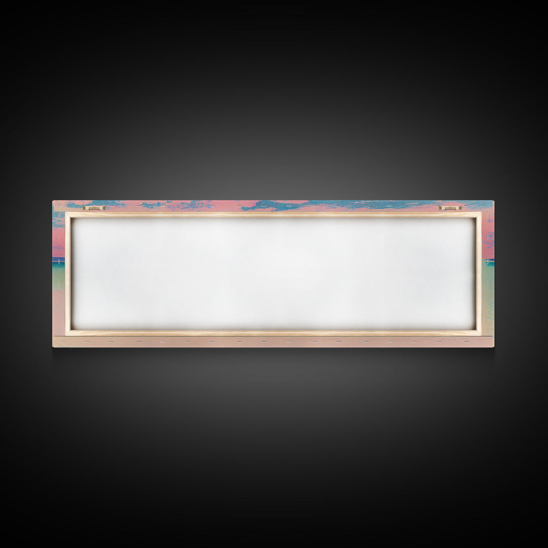 Neon Pink Beach, Cool Abstract Art, Extra Large Wall Art, Framed Panoramic Canvas Print, Framed Wall Art