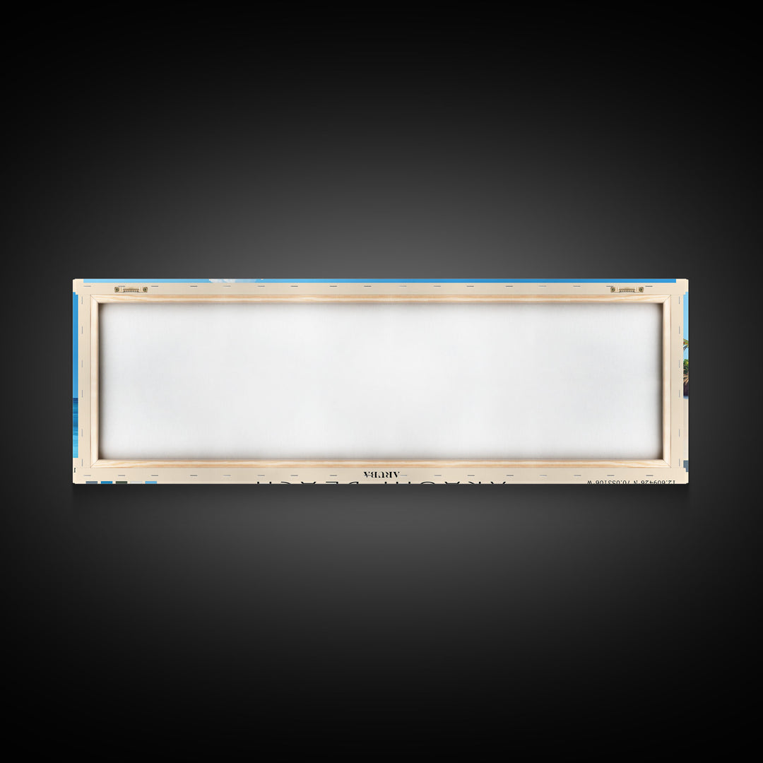Arashi Beach, Aruba Panoramic Print, Vacation Gift, Aruba Wall Art, Beach Painting, Beach Decor, Large Wall Art, Wood Frame Art