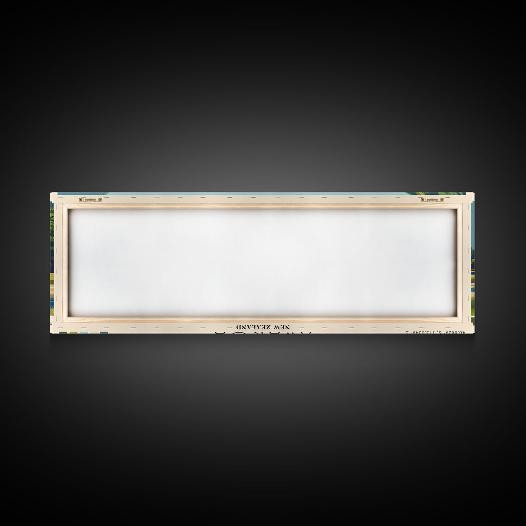 Awaroa, New Zealand Panoramic Beach Print, Vacation Gift, New Zealand Wall Art, Framed Canvas Print, Framed Beach Painting