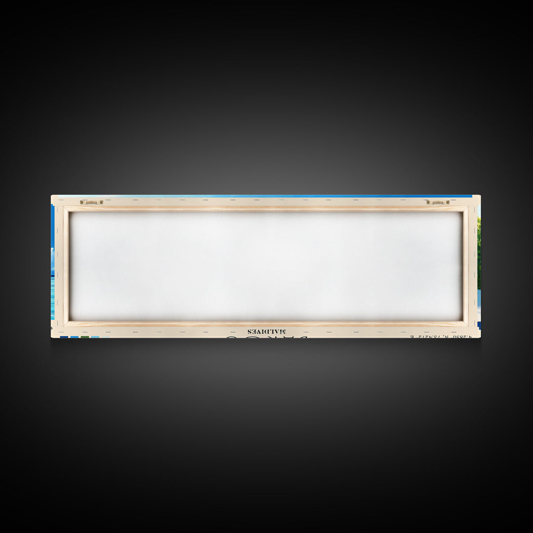 Baros, Maldives Panoramic Print, Vacation Gift, Maldives Wall Art, Beach Painting, Beach Decor, Large Wall Art, Wood Frame Art