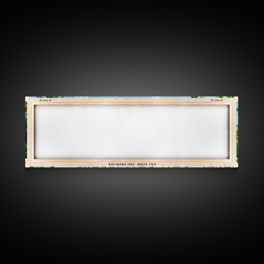 Bom Bom Island, São Tomé and Príncipe Panoramic Print, Vacation Gift, São Tomé and Príncipe Wall Art, Beach Painting, Beach Decor, Large Wall Art, Wood Frame Art