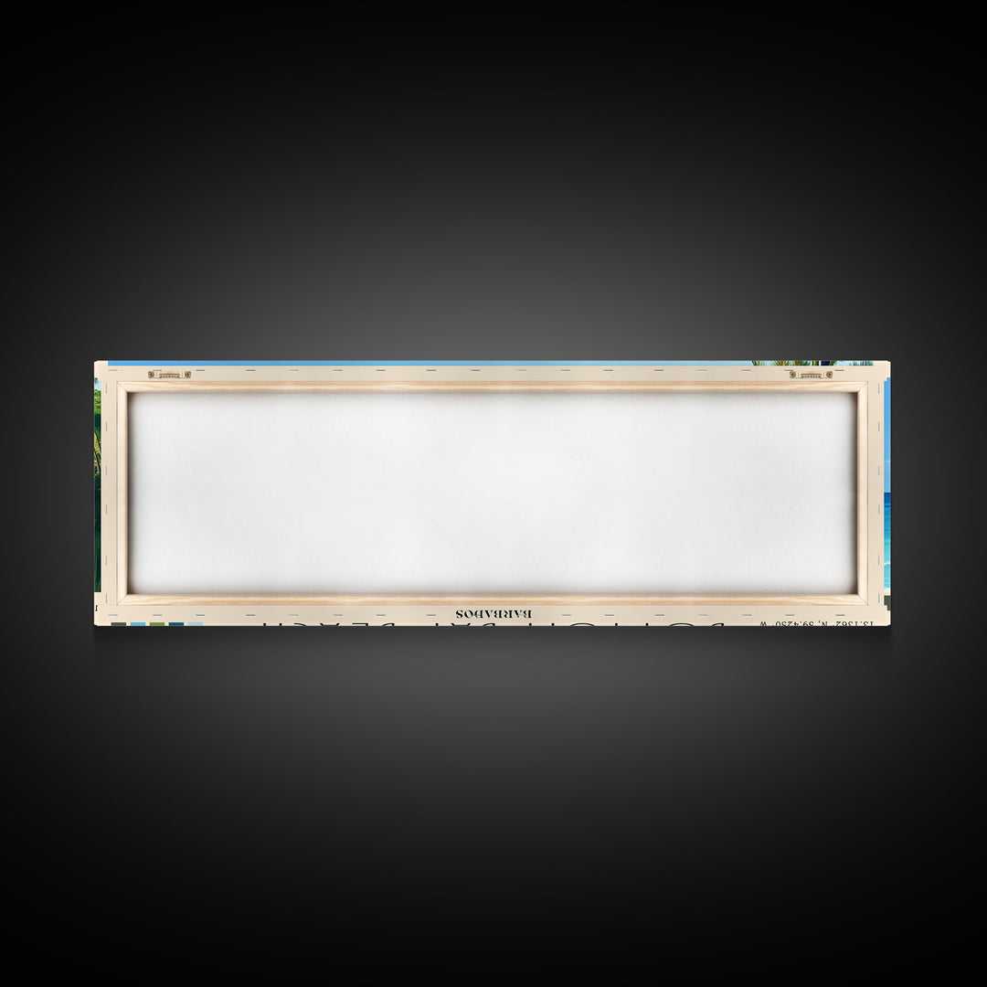 Bottom Bay Beach, Barbados Panoramic Beach Print, Vacation Gift, Barbados Wall Art, Framed Canvas Print, Framed Beach Painting