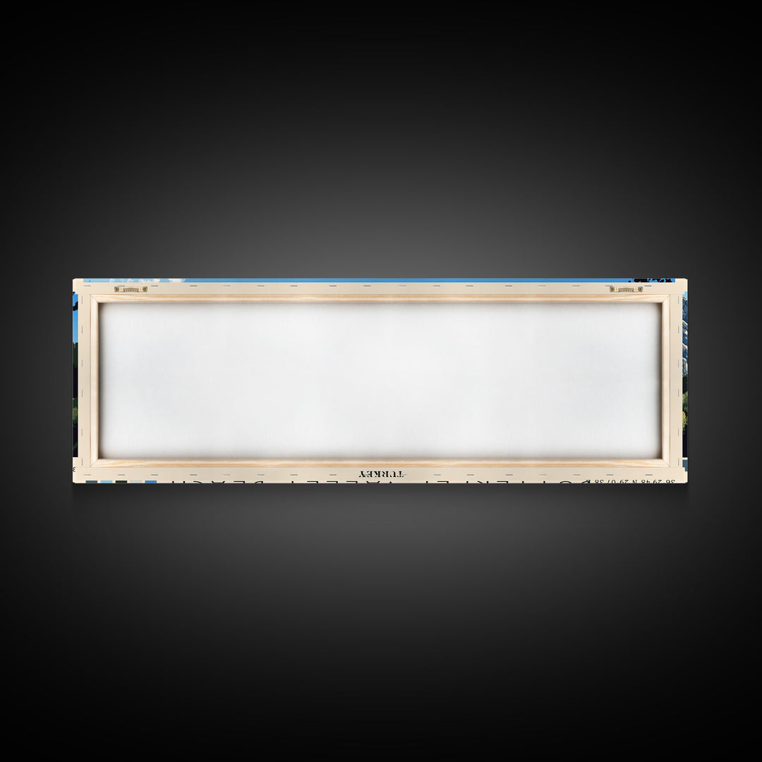 Butterfly Valley Beach, Turkey Panoramic Print, Vacation Gift, Turkey Wall Art, Beach Painting, Beach Decor, Large Wall Art, Wood Frame Art