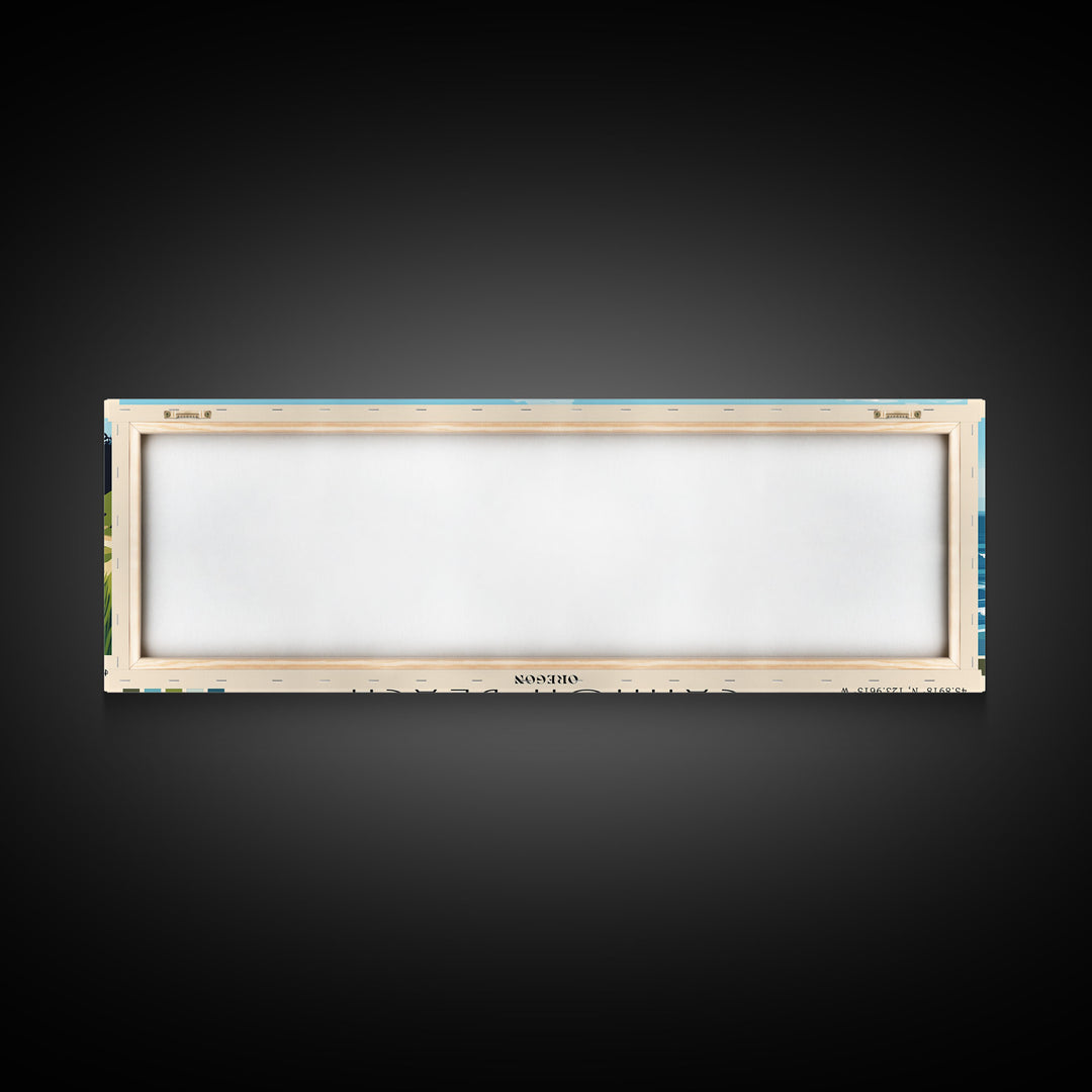 Cannon Beach, Oregon Panoramic Beach Print, Vacation Gift, Oregon Wall Art, Beach Painting, Beach Decor, Beach Painting