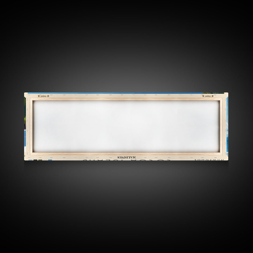 Cocoa Island, Maldives Panoramic Print, Vacation Gift, Maldives Wall Art, Beach Painting, Beach Decor, Large Wall Art, Wood Frame Art