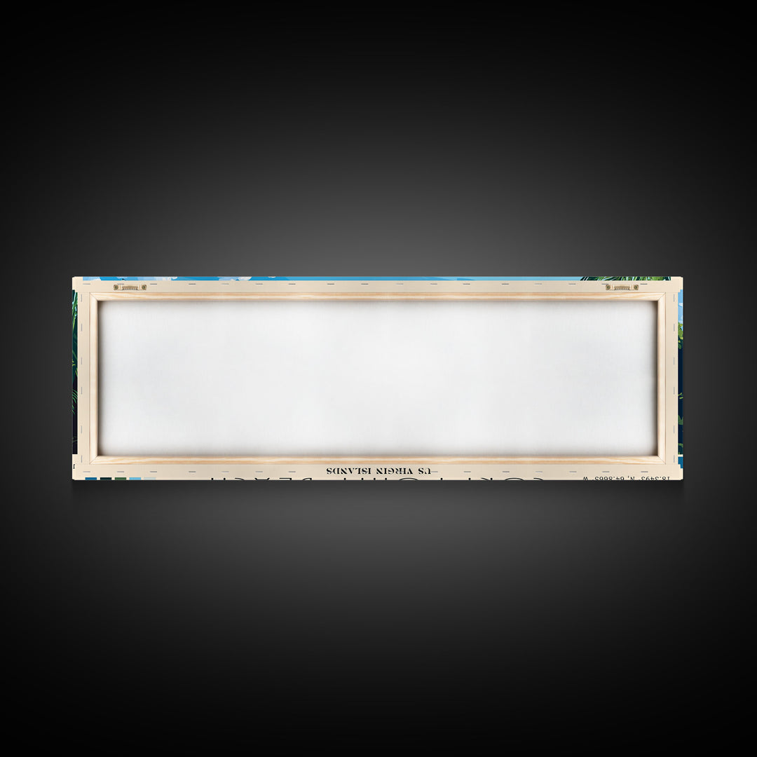 Coki Point Beach, US Virgin islands Panoramic Print, Vacation Gift, US Virgin islands Wall Art, Beach Painting, Beach Decor, Large Wall Art, Wood Frame Art
