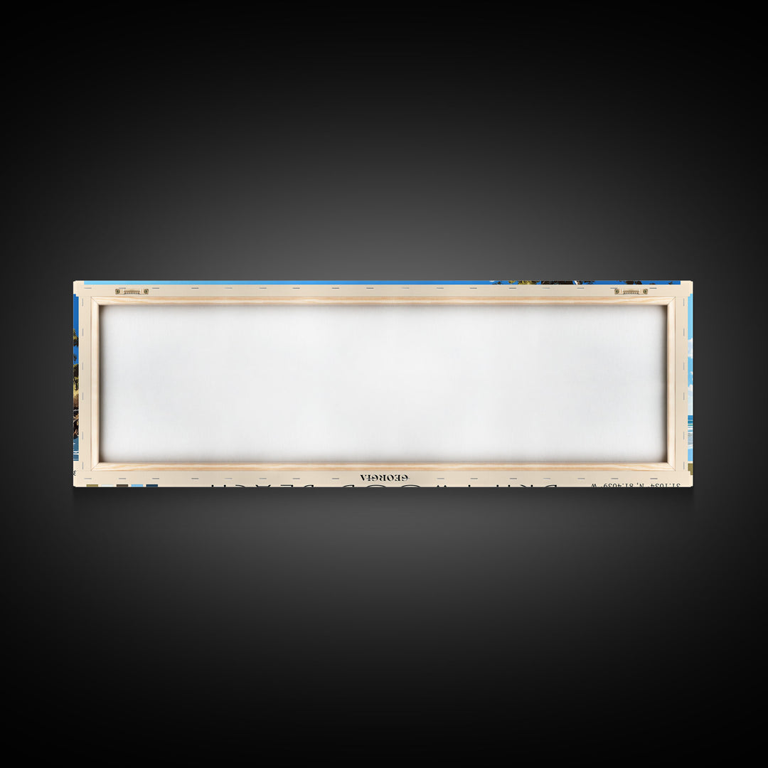 Driftwood Beach, Georgia Panoramic Beach Print, Vacation Gift, Georgia Wall Art, Framed Canvas Print, Framed Beach Painting