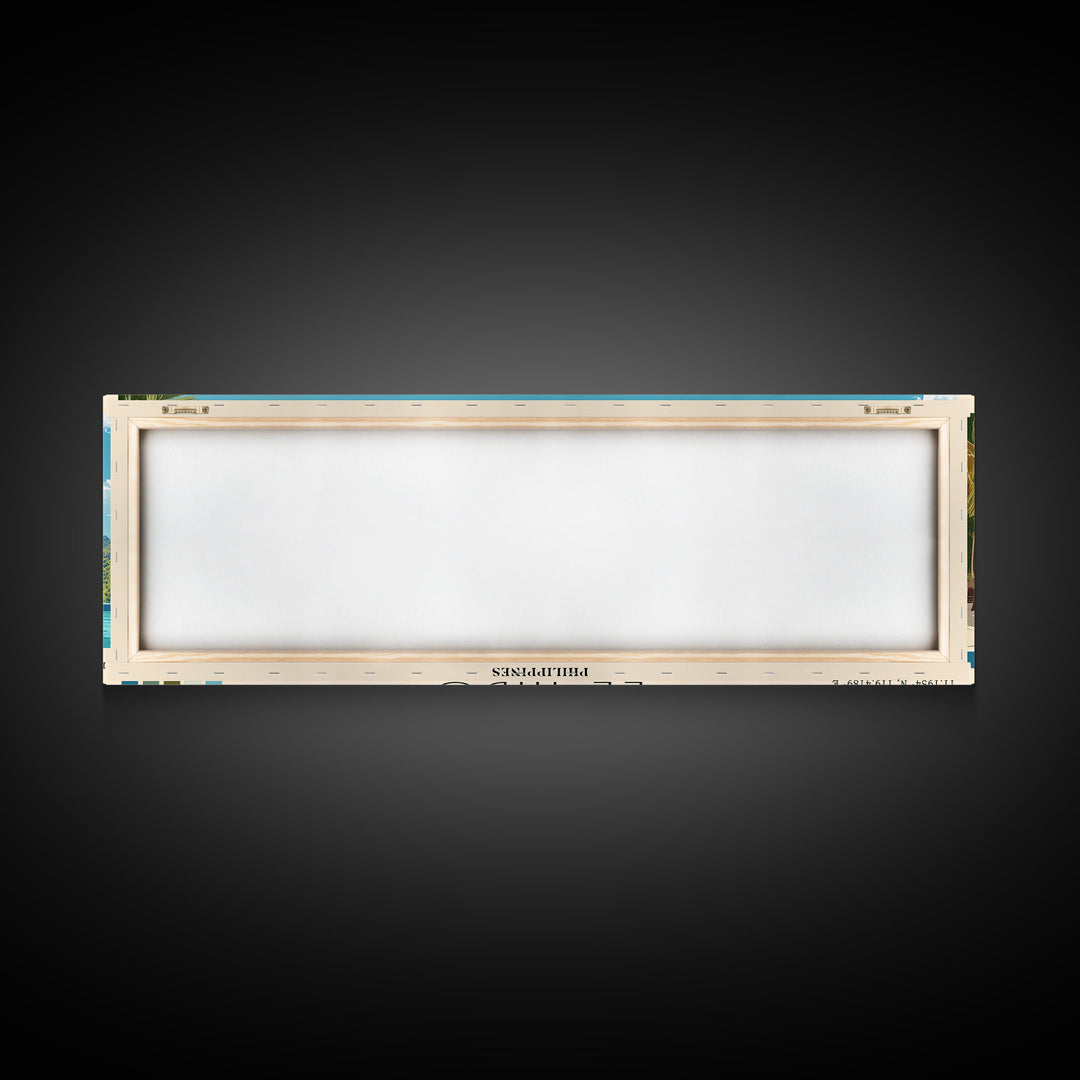 El Nido, Philippines Panoramic Print, Vacation Gift, Philippines Wall Art, Beach Painting, Beach Decor, Large Wall Art, Wood Frame Art