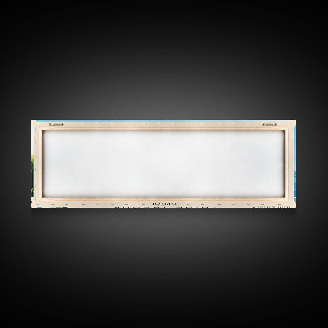 Faial Island, Portugal Panoramic Print, Vacation Gift, Portugal Wall Art, Beach Painting, Beach Decor, Large Wall Art, Wood Frame Art