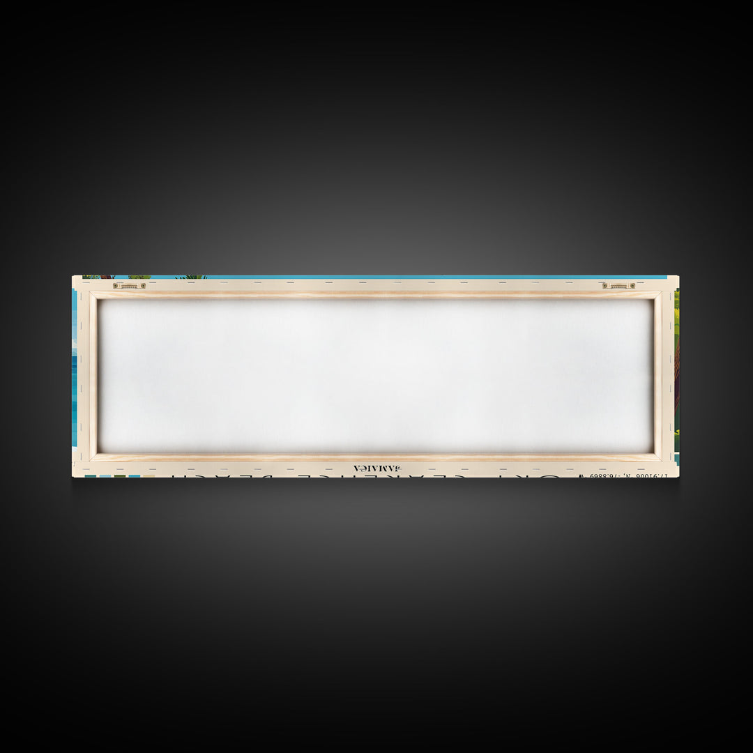 Fort Clarence Beach, Jamaica Panoramic Print, Vacation Gift, Jamaica Wall Art, Beach Painting, Beach Decor, Large Wall Art, Wood Frame Art