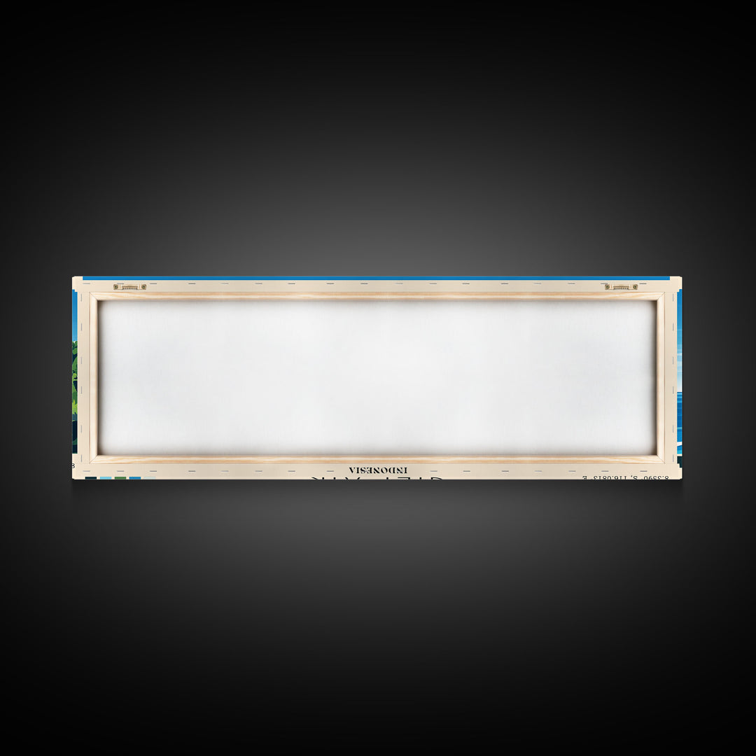 Gili Air, Indonesia Panoramic Beach Print, Vacation Gift, Indonesia Wall Art, Framed Canvas Print, Framed Beach Painting