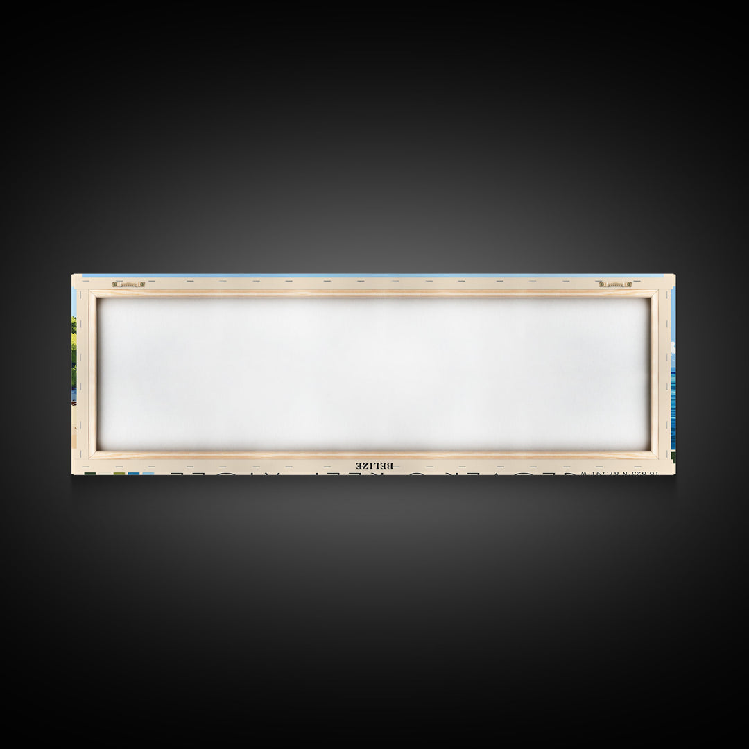 Glover’s Reef Atoll, Belize Panoramic Print, Vacation Gift, Belize Wall Art, Beach Painting, Beach Decor, Beach Or Lakehouse Art