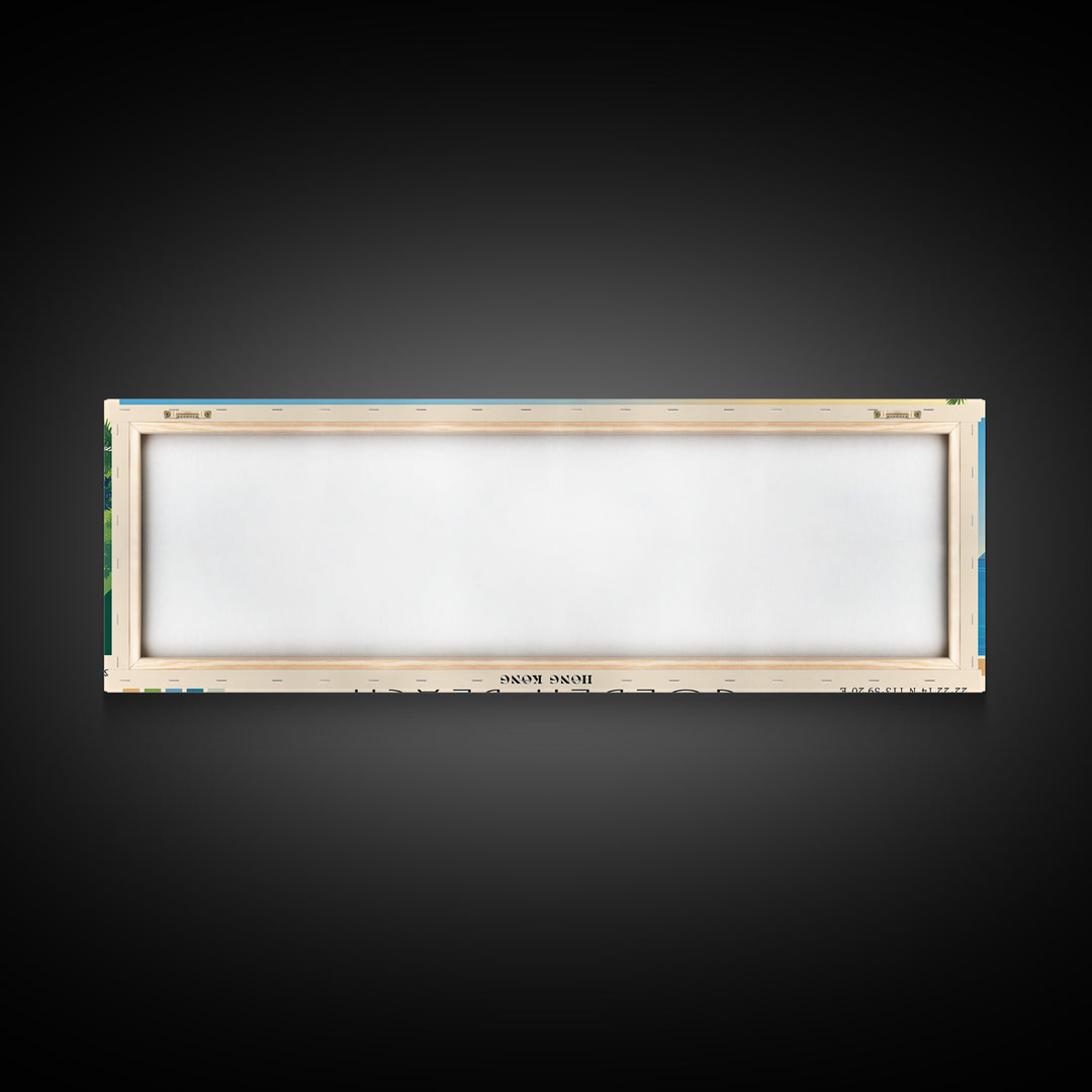 Golden Beach, Hong Kong Panoramic Beach Print, Vacation Gift, Hong Kong Wall Art, Beach Painting, Beach Decor, Beach Painting