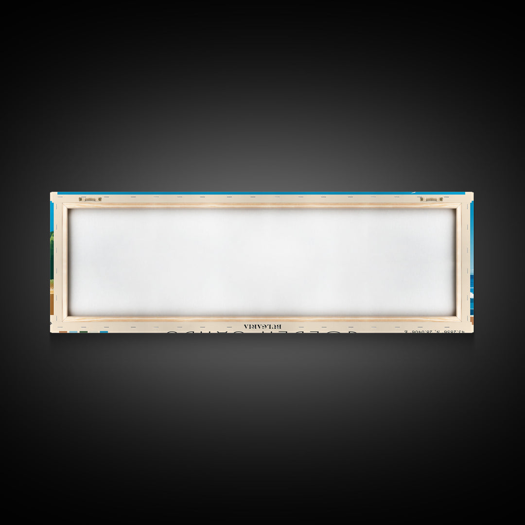 Golden Sands, Bulgaria Panoramic Print, Vacation Gift, Bulgaria Wall Art, Beach Painting, Beach Decor, Large Wall Art, Wood Frame Art