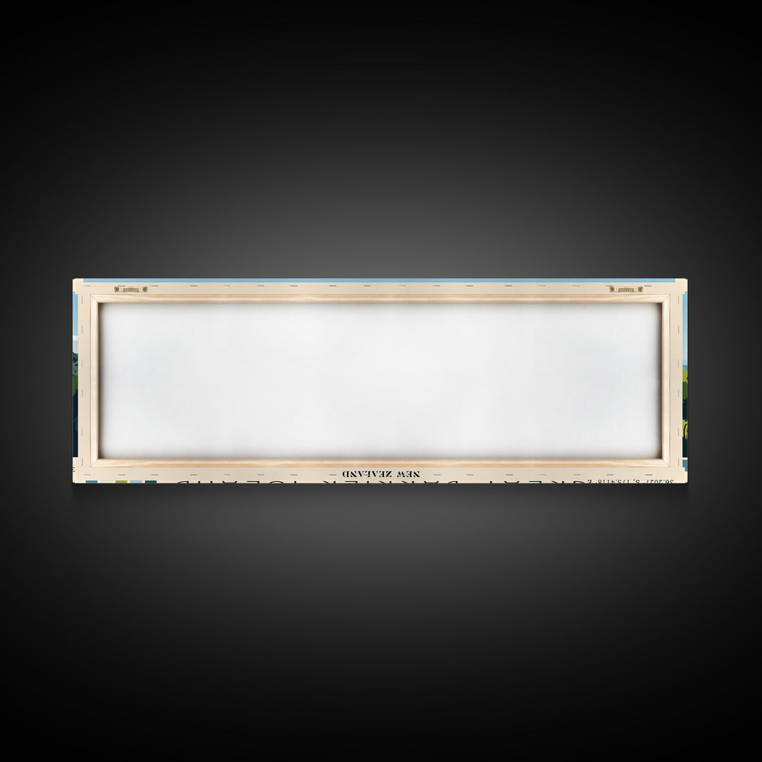 Great Barrier Island, New Zealand Panoramic Print, Vacation Gift, New Zealand Wall Art, Beach Painting, Beach Decor, Large Wall Art, Wood Frame Art