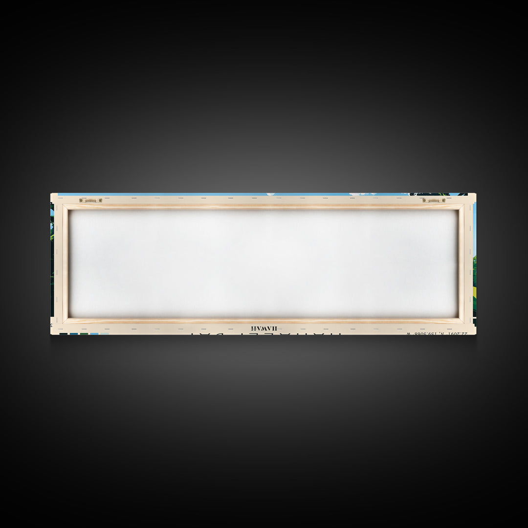 Hanalei Bay, Hawaii Panoramic Beach Print, Vacation Gift, Hawaii Wall Art, Framed Canvas Print, Framed Beach Painting