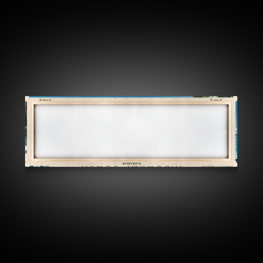 Hideaway Beach, Bahamas Panoramic Print, Vacation Gift, Bahamas Wall Art, Beach Painting, Beach Decor, Large Wall Art, Wood Frame Art
