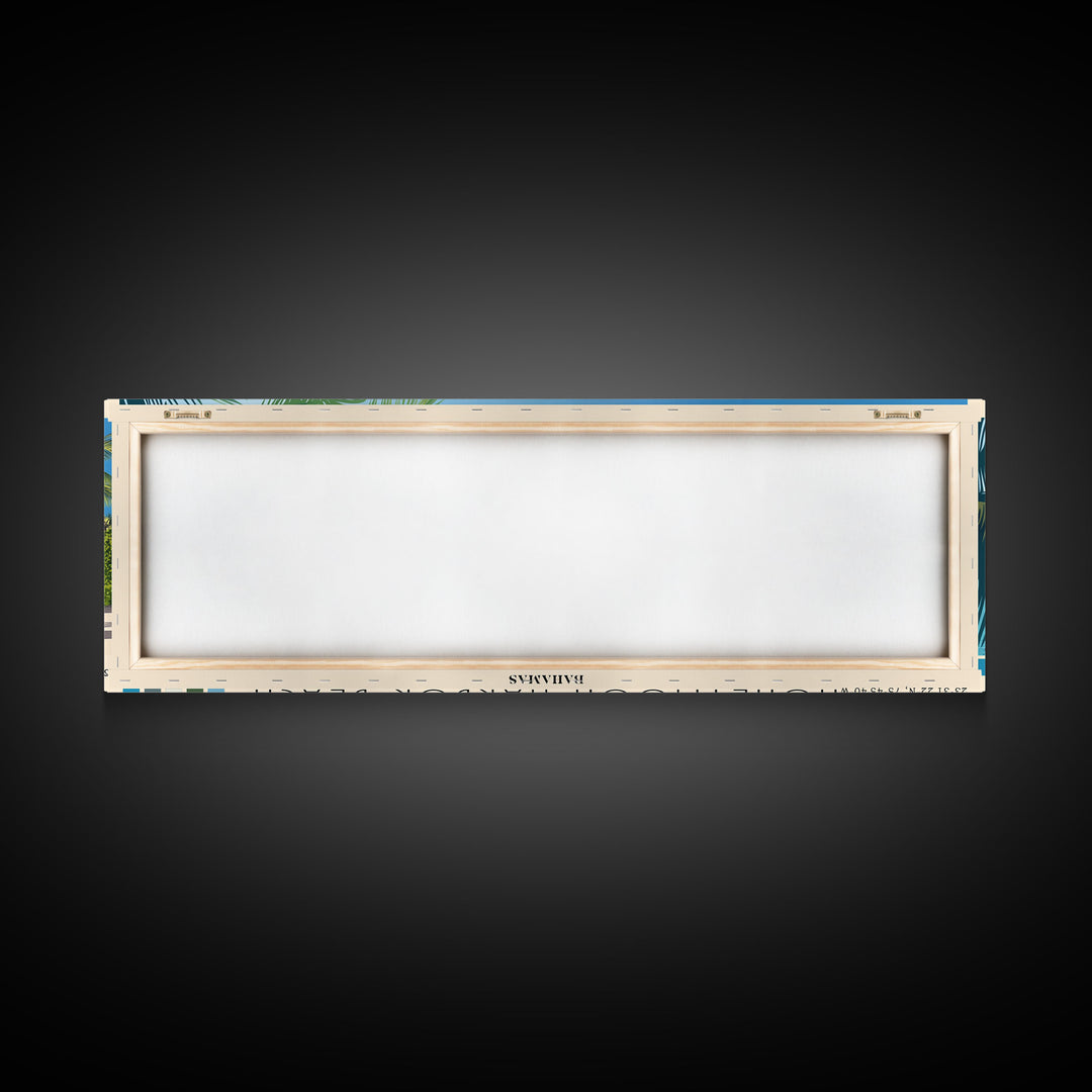 Honeymoon Harbor Beach, Bahamas Panoramic Beach Print, Vacation Gift, Bahamas Wall Art, Framed Canvas Print, Framed Beach Painting