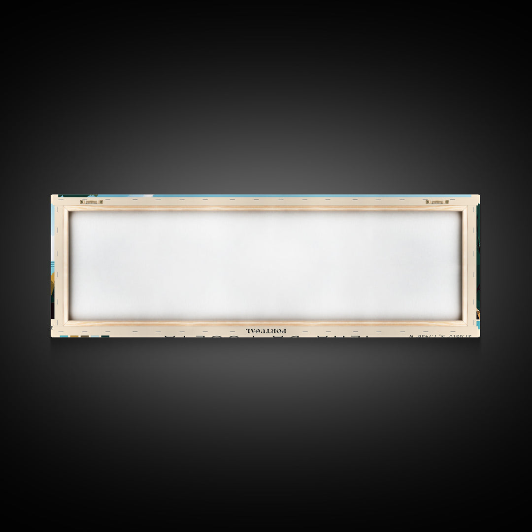 Ilha da Fuseta, Portugal Panoramic Print, Vacation Gift, Portugal Wall Art, Beach Painting, Beach Decor, Large Wall Art, Wood Frame Art