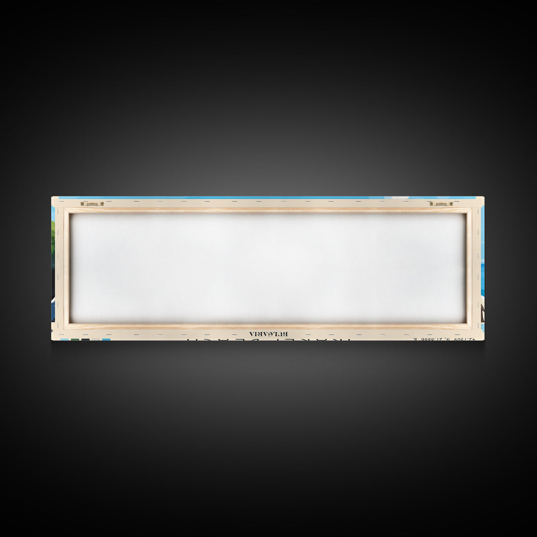 Irakli Beach, Bulgaria Panoramic Print, Vacation Gift, Bulgaria Wall Art, Beach Painting, Beach Decor, Large Wall Art, Wood Frame Art