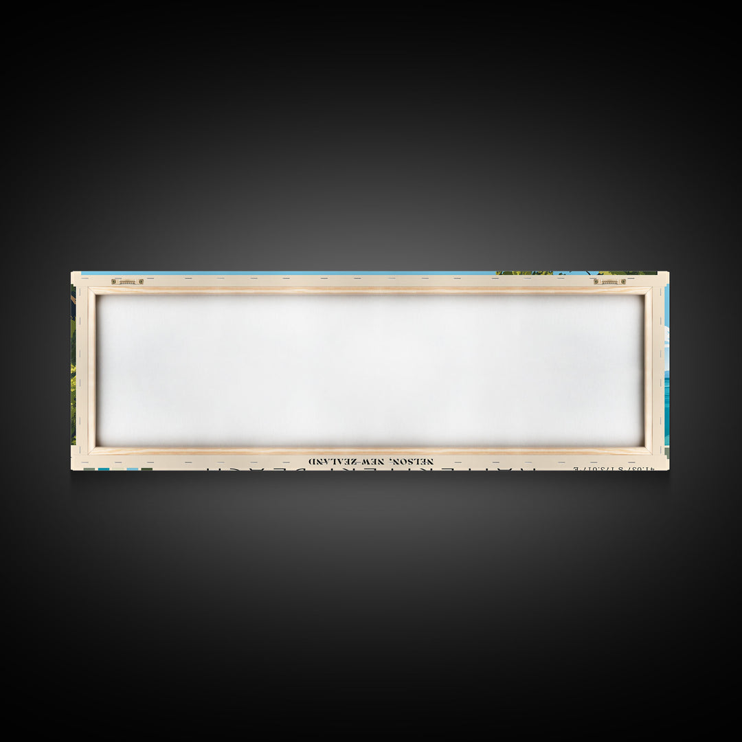 Kaiteriteri Beach, Nelson, New Zealand Panoramic Beach Print, Vacation Gift, Nelson, New Zealand Wall Art, Beach Painting, Beach Decor, Beach Painting