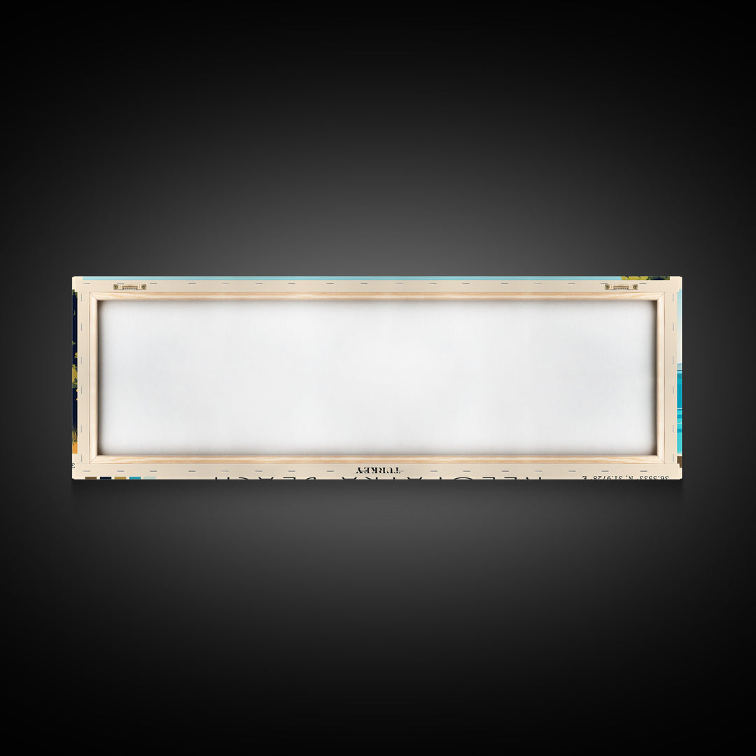 Kleopatra Beach, Turkey Panoramic Beach Print, Vacation Gift, Turkey Wall Art, Framed Canvas Print, Framed Beach Painting