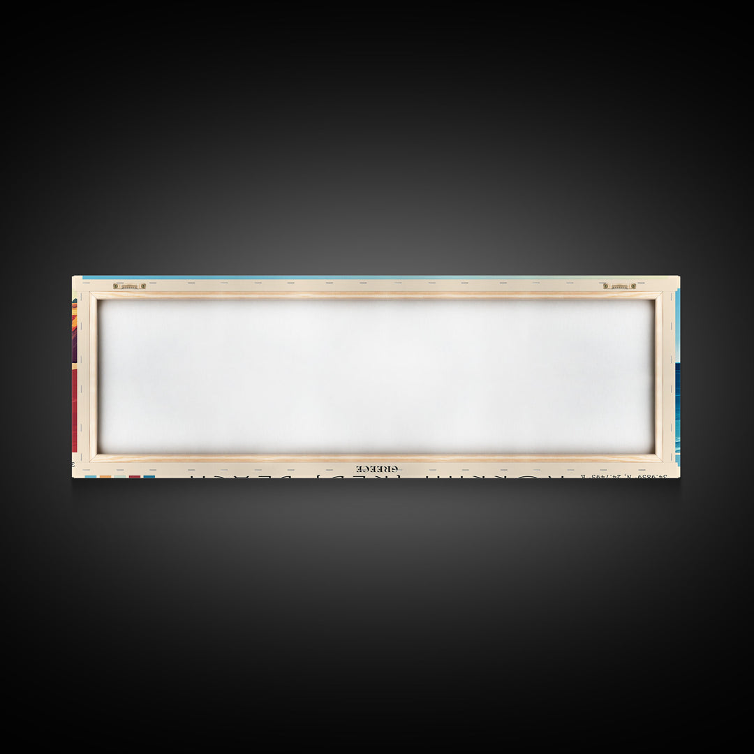 Kokkini (Red) Beach, Greece Panoramic Print, Vacation Gift, Greece Wall Art, Beach Painting, Beach Decor, Large Wall Art, Wood Frame Art