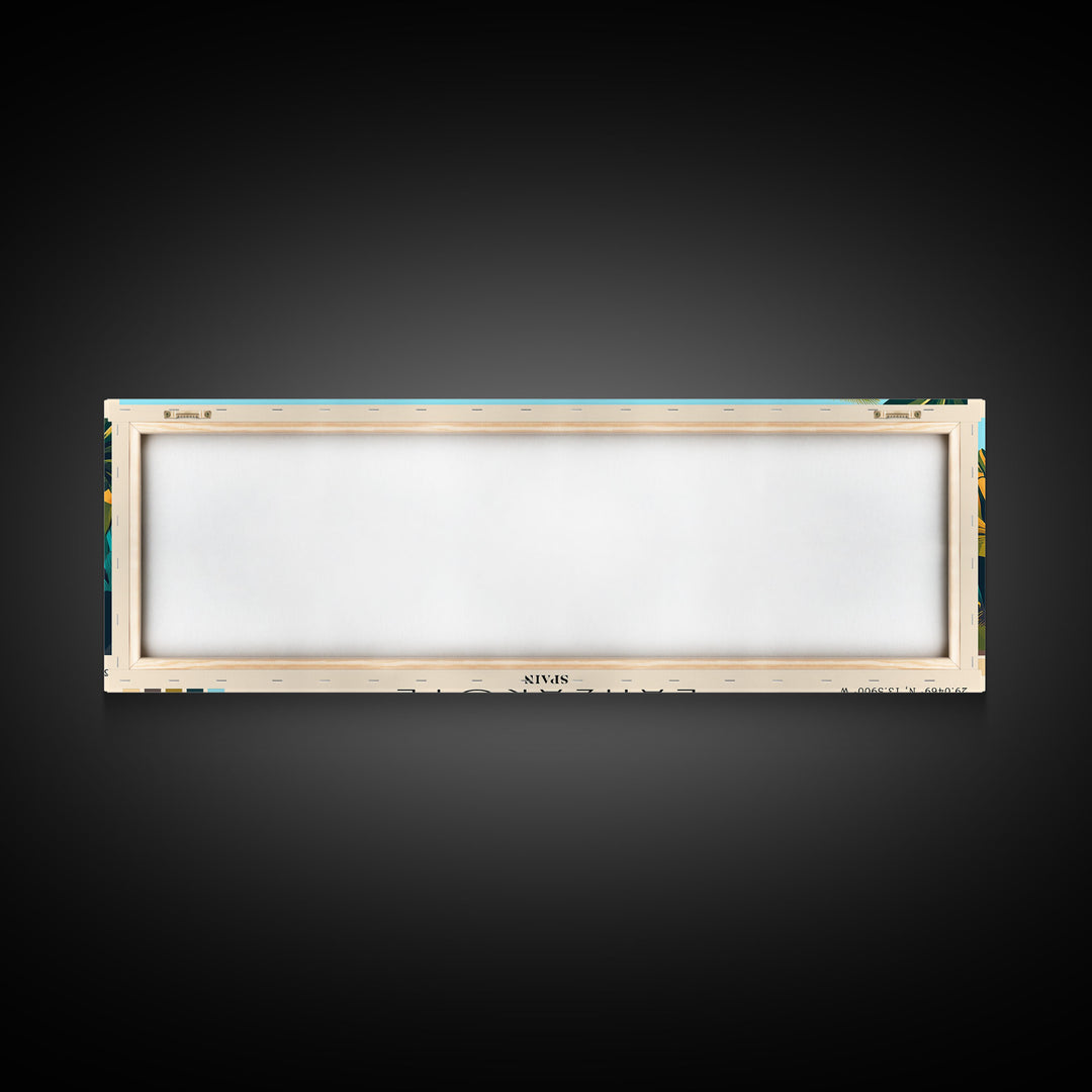 Lanzarote, Spain Panoramic Beach Print, Vacation Gift, Spain Wall Art, Framed Canvas Print, Framed Beach Painting