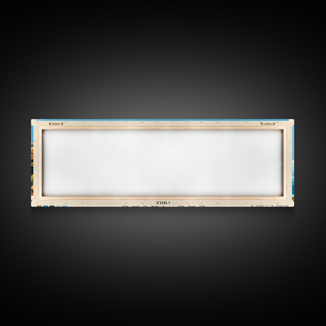 Las Tacas, Chile Panoramic Print, Vacation Gift, Chile Wall Art, Beach Painting, Beach Decor, Large Wall Art, Wood Frame Art